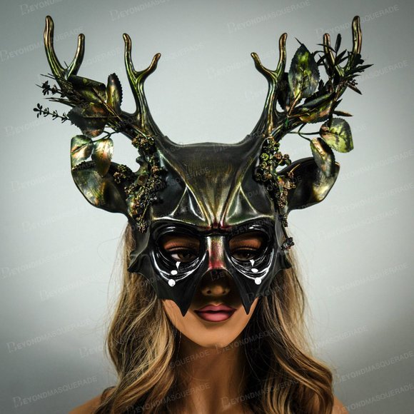 HORNS HEADBAND DEER MASQUERADE MASK ANIMAL MASK - Picture 2 of 5